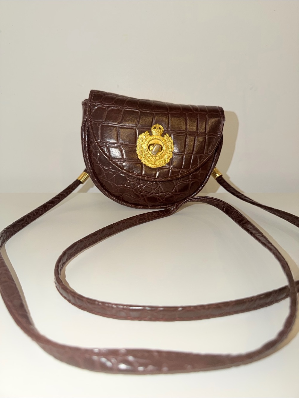Vintage Diva Brown Embossed Crocodile Four Way Baby Bag